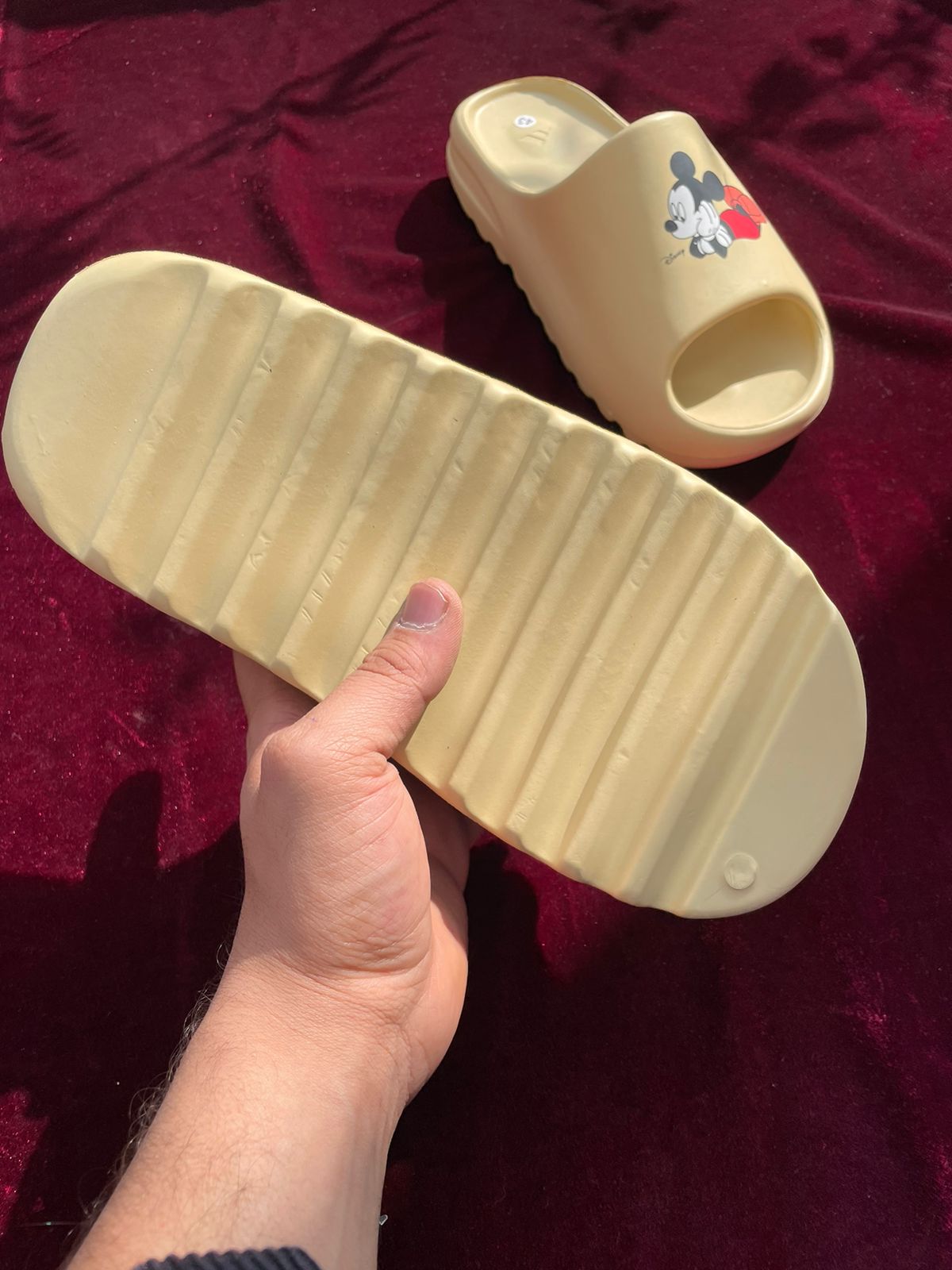 Yeezy Micky Mouse Slides (Desert Sand)