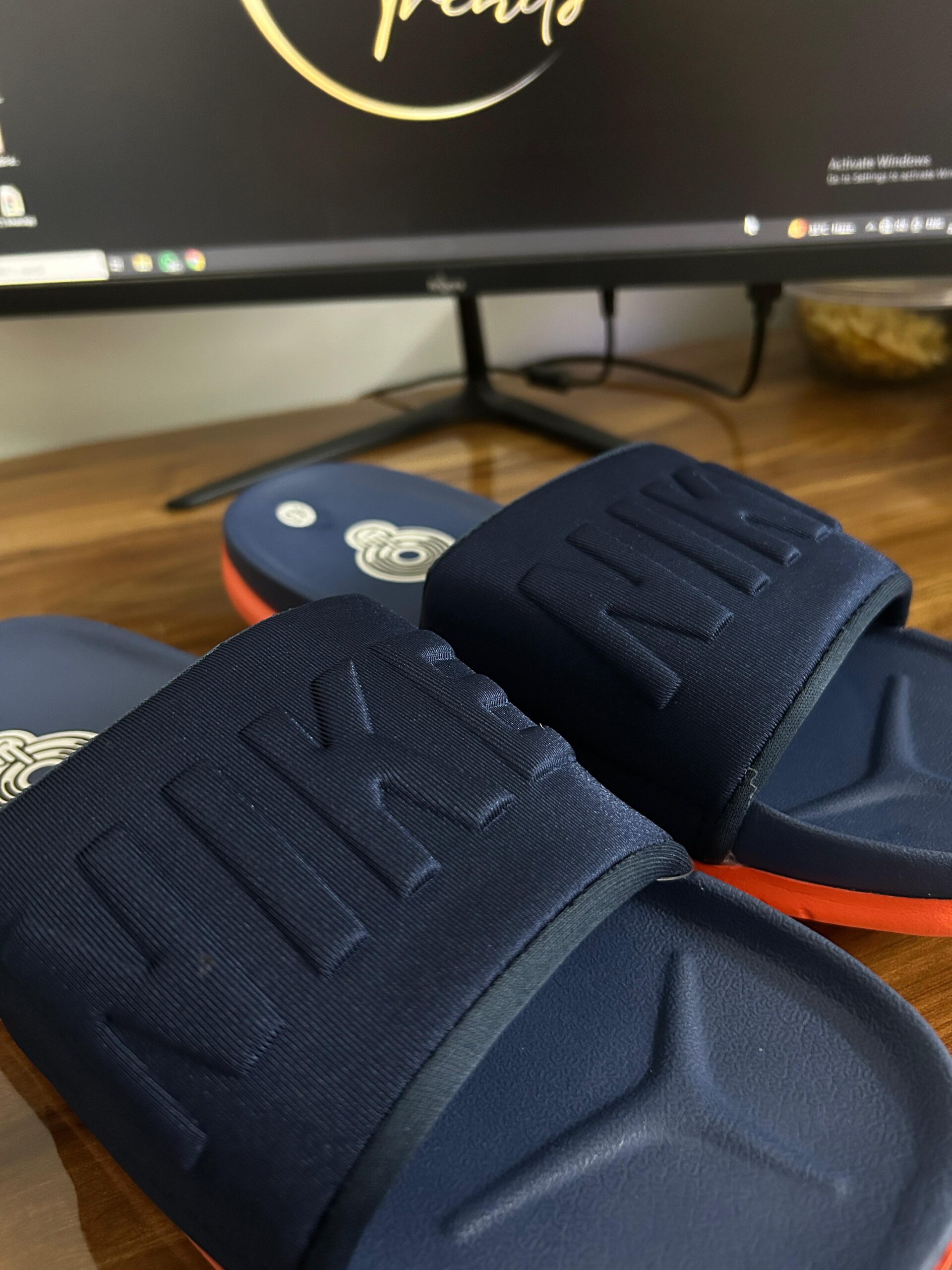 # Off Court Slides (Navy/Orange)