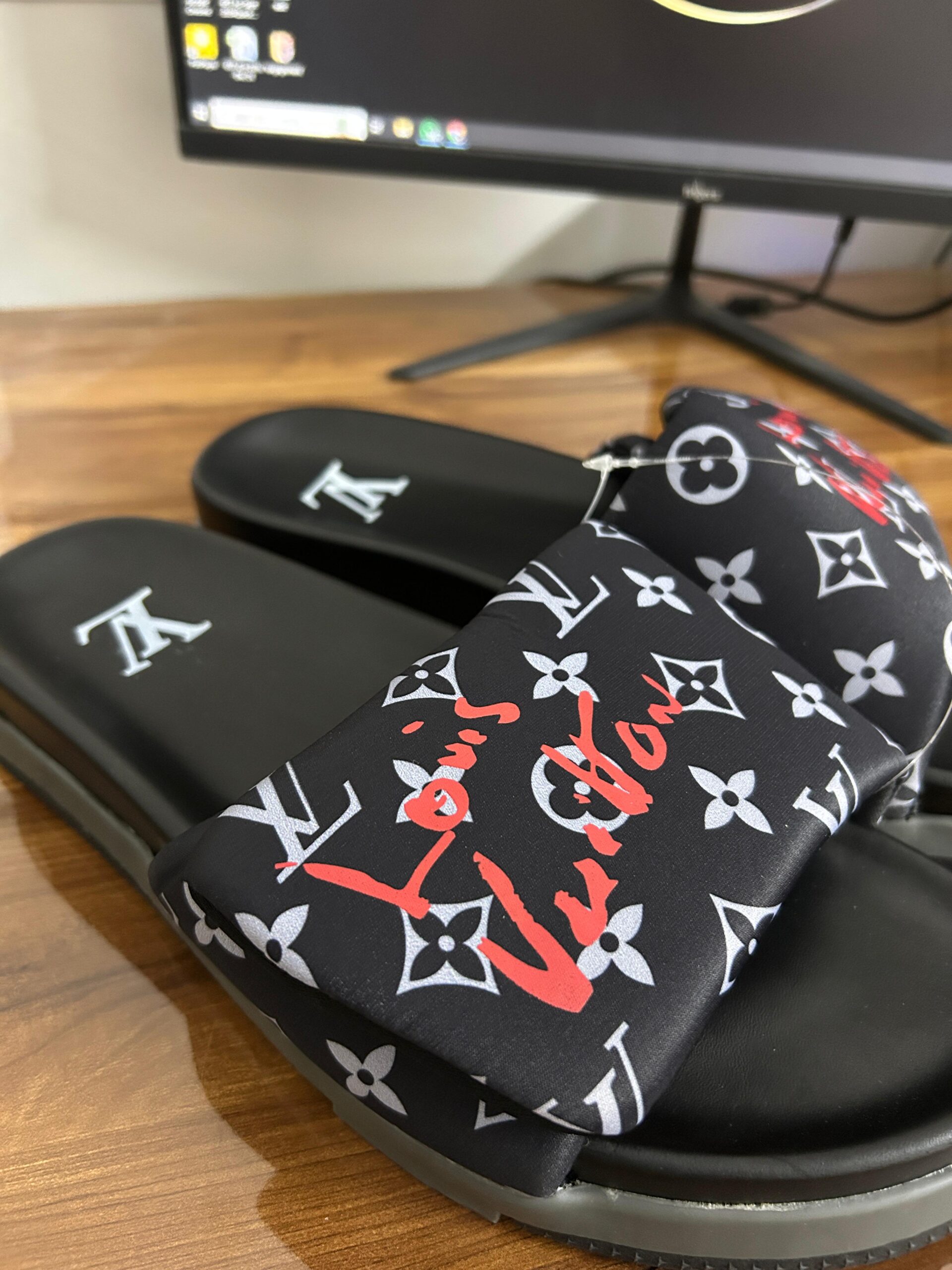 LV Monogram Slides (Black)