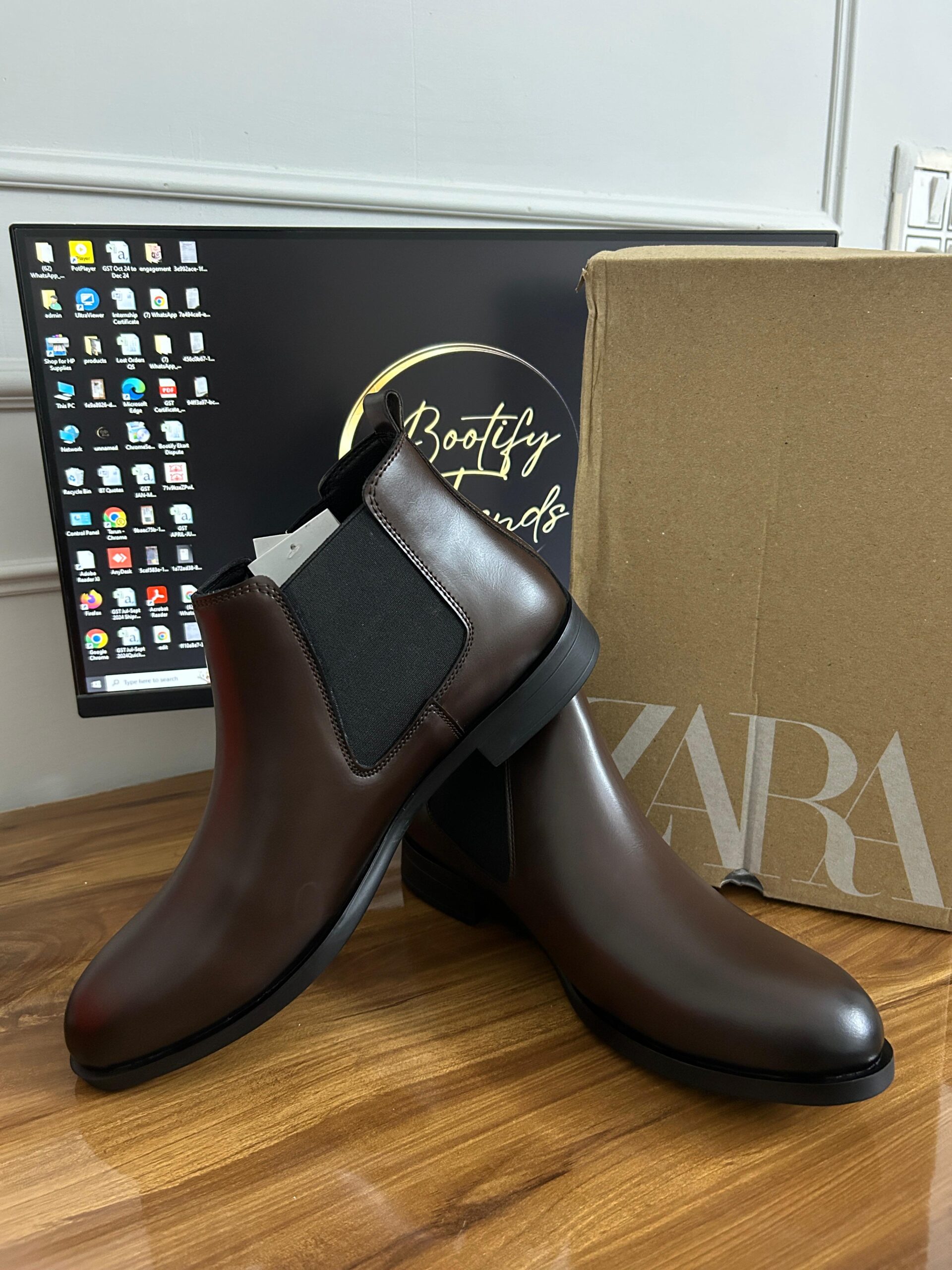 Zara Chelsea Boots (Brown)