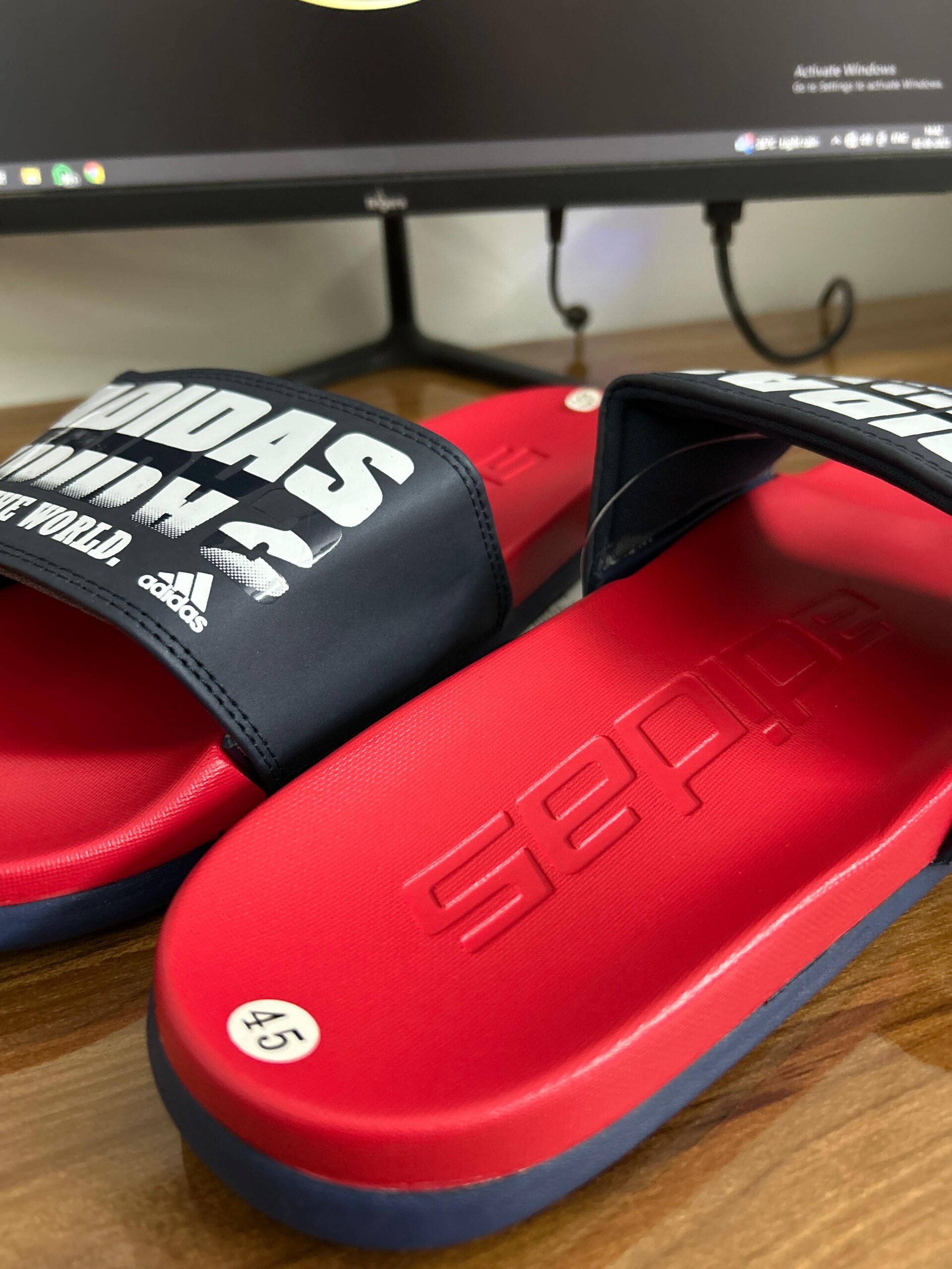 Adilette Slides (Navy Red)