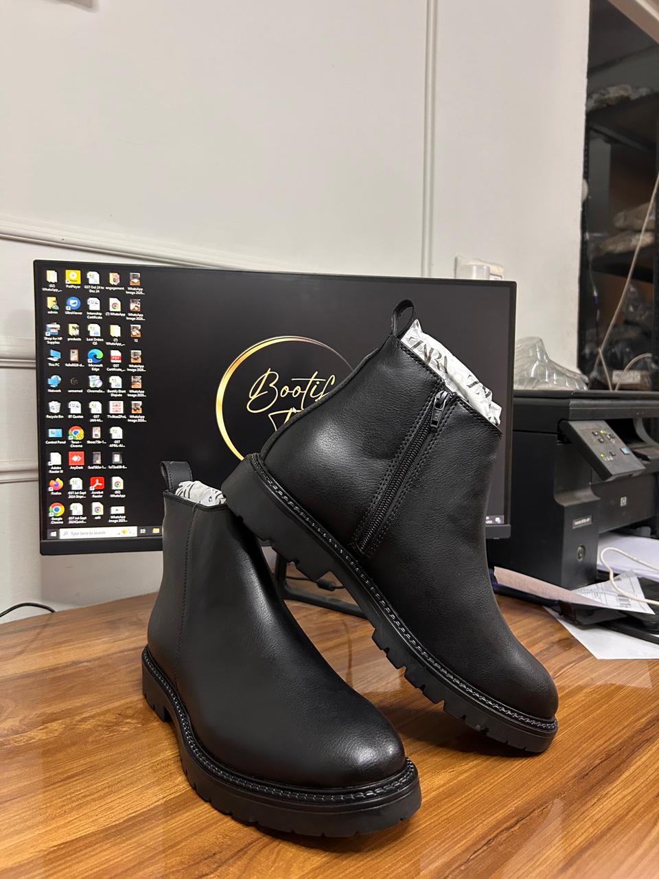 Zara Chunky Chelsea Boots (Black) - Image 3