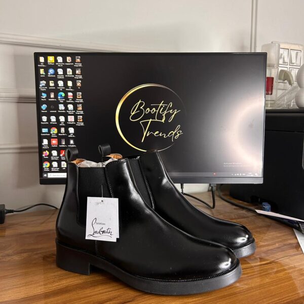 Christian Louboutin Melon Leather Cuban Chelsea Boots (Black)