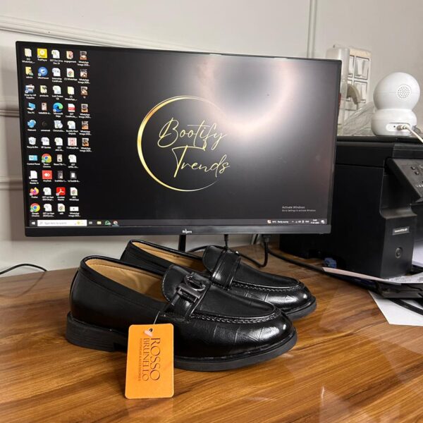 Rosso Brunello Croco Textured Loafer (Black)