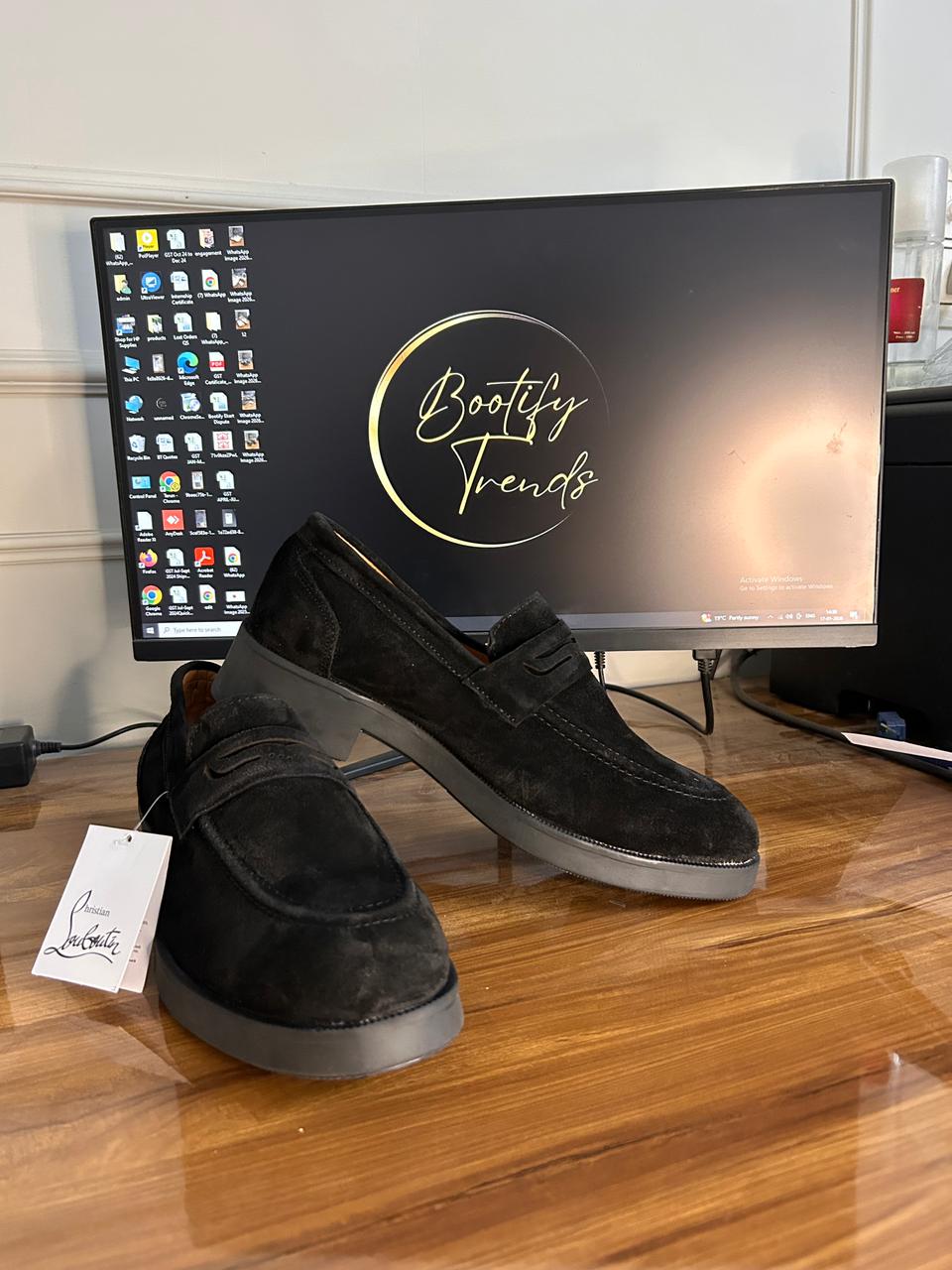 Christian Louboutin Penne Suede Leather Loafer (Black) - Image 3