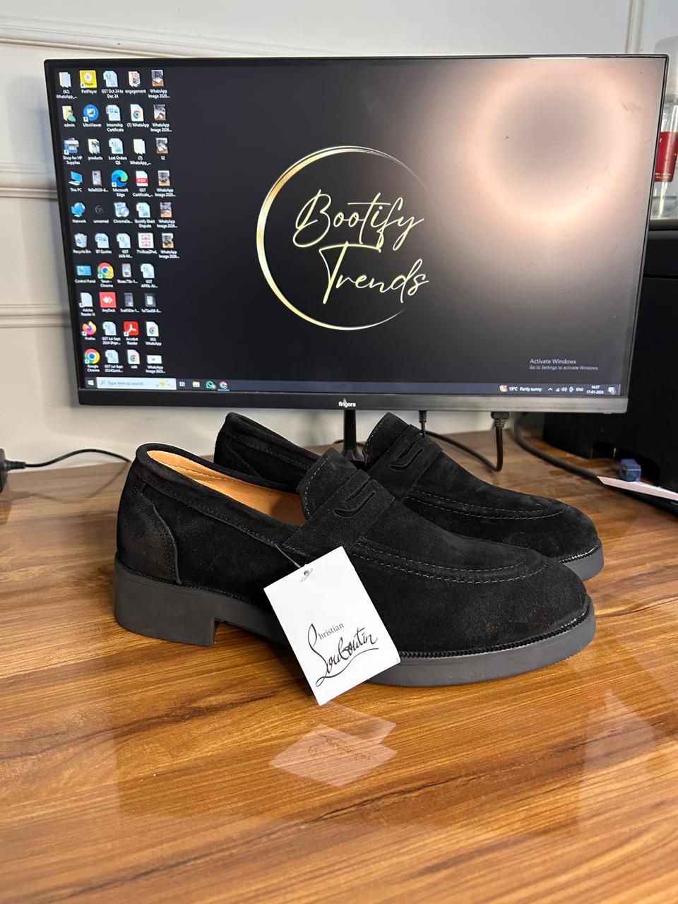 Christian Louboutin Penne Suede Leather Loafer (Black)